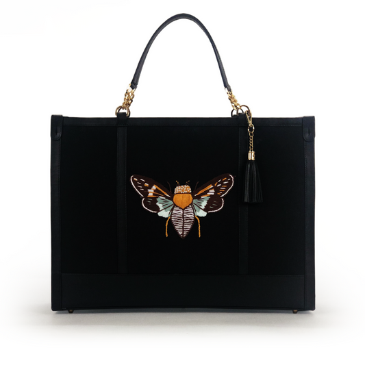 Saine embroidered canvas tote