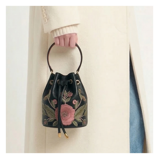 Celeste embroidered bucket bag